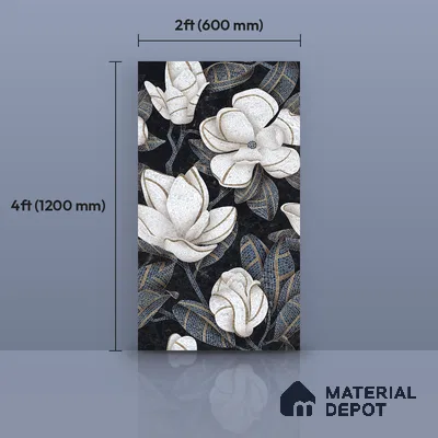 Faux Mosaic Floral Wall Tile TL 12278 Prisma White Decore 4 ft x 2 ft Sugar + (Glossy Granula/Glue) Finish Vitrified Tile - 9 mm | Suitable for Bathroom, Accent/Feature Wall, Dining Area