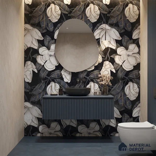 Faux Mosaic Floral Wall Tile TL 12278 Prisma White Decore 4 ft x 2 ft Sugar + (Glossy Granula/Glue) Finish Vitrified Tile - 9 mm | Suitable for Bathroom, Accent/Feature Wall, Dining Area