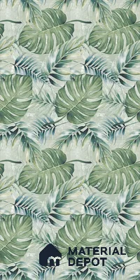 Tropical Wall Tile TL 12277 Leaflet Green Decore 4 ft x 2 ft Sugar + (Glossy Granula/Glue) Finish Vitrified Tile - 9 mm | Suitable for Bathroom, Accent/Feature Wall, Foyer