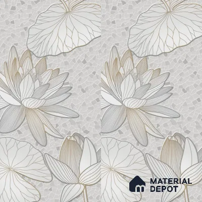 Floral Wall Tile TL 12275 B Dalmia Grey Decore 4 ft x 2 ft Sugar + (Glossy Granula/Glue) Finish Vitrified Tile - 9 mm | 2 Random Designs | Suitable for Bathroom, Accent/Feature Wall, Dining Area