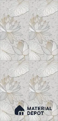 Floral Wall Tile TL 12275 B Dalmia Grey Decore 4 ft x 2 ft Sugar + (Glossy Granula/Glue) Finish Vitrified Tile - 9 mm | 2 Random Designs | Suitable for Bathroom, Accent/Feature Wall, Dining Area