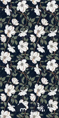 Floral Wall Tile TL 12274 Blossom Black Decore 4 ft x 2 ft Sugar + (Glossy Granula/Glue) Finish Vitrified Tile - 9 mm | Suitable for Bathroom, Accent/Feature Wall, Dining Area