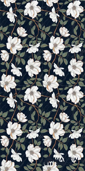 Floral Wall Tile TL 12274 Blossom Black Decore 4 ft x 2 ft Sugar + (Glossy Granula/Glue) Finish Vitrified Tile - 9 mm | Suitable for Bathroom, Accent/Feature Wall, Dining Area