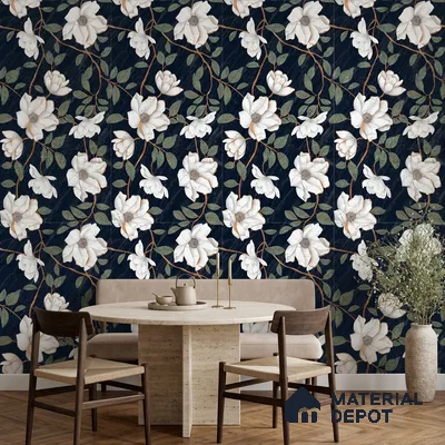 Floral Wall Tile TL 12274 Blossom Black Decore 4 ft x 2 ft Sugar + (Glossy Granula/Glue) Finish Vitrified Tile - 9 mm | Suitable for Bathroom, Accent/Feature Wall, Dining Area