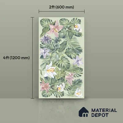 Floral Wall Tile TL 12738 D Nebula Verde Decor 4 ft x 2 ft Matte Finish Vitrified Tile - 8.5 mm | Suitable for Bathroom, Accent/Feature Wall, Dining Area