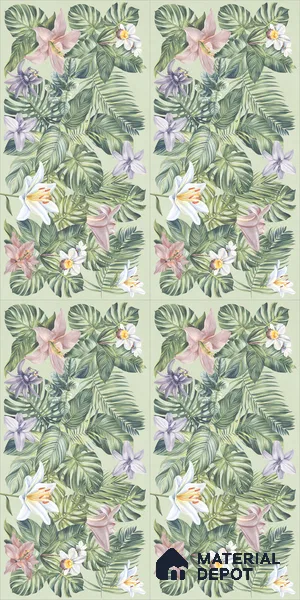 Floral Wall Tile TL 12738 D Nebula Verde Decor 4 ft x 2 ft Matte Finish Vitrified Tile - 8.5 mm | Suitable for Bathroom, Accent/Feature Wall, Dining Area