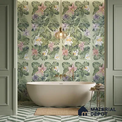 Floral Wall Tile TL 12738 D Nebula Verde Decor 4 ft x 2 ft Matte Finish Vitrified Tile - 8.5 mm | Suitable for Bathroom, Accent/Feature Wall, Dining Area