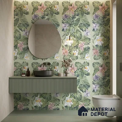Floral Wall Tile TL 12738 D Nebula Verde Decor 4 ft x 2 ft Matte Finish Vitrified Tile - 8.5 mm | Suitable for Bathroom, Accent/Feature Wall, Dining Area