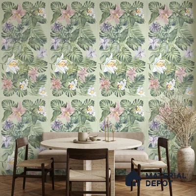 Floral Wall Tile TL 12738 D Nebula Verde Decor 4 ft x 2 ft Matte Finish Vitrified Tile - 8.5 mm | Suitable for Bathroom, Accent/Feature Wall, Dining Area