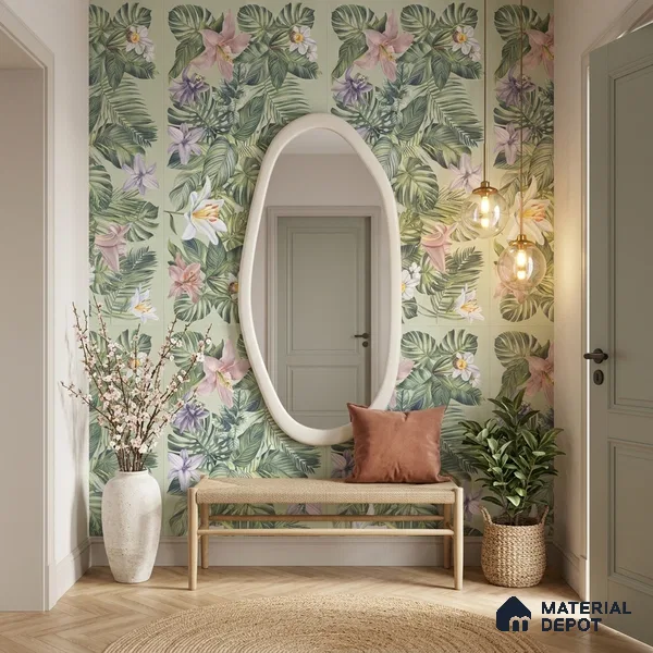 Floral Wall Tile TL 12738 D Nebula Verde Decor 4 ft x 2 ft Matte Finish Vitrified Tile - 8.5 mm | Suitable for Bathroom, Accent/Feature Wall, Dining Area