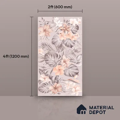 Floral Wall Tile TL 12738 G Nebula Pink Decor 4 ft x 2 ft Matte Finish Vitrified Tile - 8.5 mm | Suitable for Bathroom, Accent/Feature Wall, Dining Area