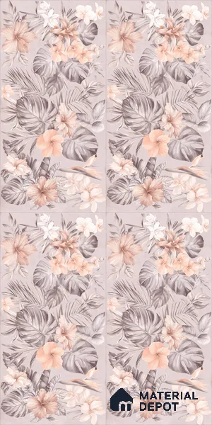 Floral Wall Tile TL 12738 G Nebula Pink Decor 4 ft x 2 ft Matte Finish Vitrified Tile - 8.5 mm | Suitable for Bathroom, Accent/Feature Wall, Dining Area
