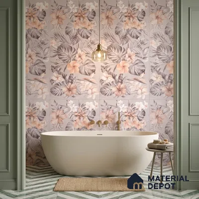 Floral Wall Tile TL 12738 G Nebula Pink Decor 4 ft x 2 ft Matte Finish Vitrified Tile - 8.5 mm | Suitable for Bathroom, Accent/Feature Wall, Dining Area