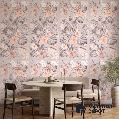Floral Wall Tile TL 12738 G Nebula Pink Decor 4 ft x 2 ft Matte Finish Vitrified Tile - 8.5 mm | Suitable for Bathroom, Accent/Feature Wall, Dining Area