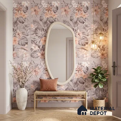 Floral Wall Tile TL 12738 G Nebula Pink Decor 4 ft x 2 ft Matte Finish Vitrified Tile - 8.5 mm | Suitable for Bathroom, Accent/Feature Wall, Dining Area