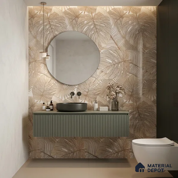 Tropical Wall Tile TL 09606 4 ft x 2 ft Glossy Finish Vitrified Tile - 9 mm | Suitable for Bathroom, Accent/Feature Wall, Dining Area