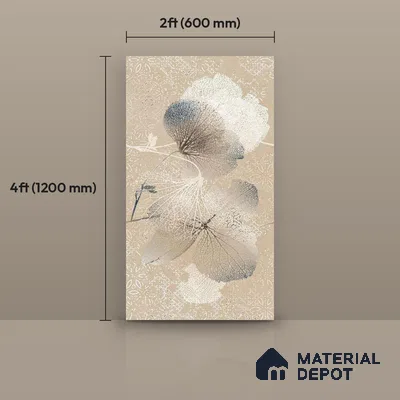 Floral Wall Tile TL 08677 Beige Highlighter 4 ft x 2 ft Matte Finish Vitrified Tile - 9 mm | Suitable for Bathroom, Accent/Feature Wall, Foyer