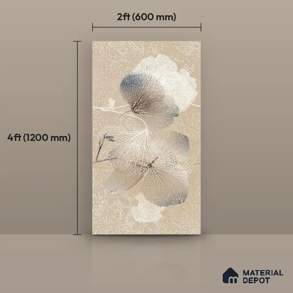 Floral Wall Tile TL 08677 Beige Highlighter 4 ft x 2 ft Matte Finish Vitrified Tile - 9 mm | Suitable for Bathroom, Accent/Feature Wall, Foyer