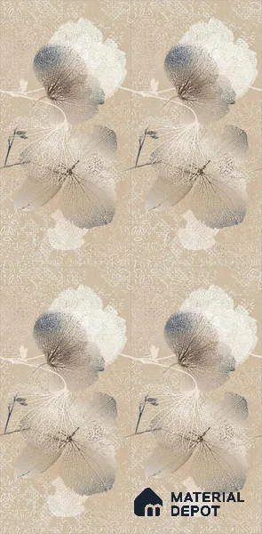 Floral Wall Tile TL 08677 Beige Highlighter 4 ft x 2 ft Matte Finish Vitrified Tile - 9 mm | Suitable for Bathroom, Accent/Feature Wall, Foyer