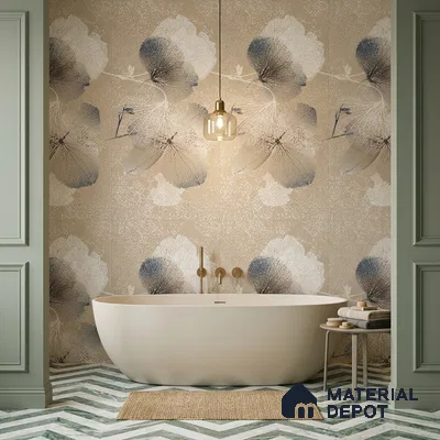 Floral Wall Tile TL 08677 Beige Highlighter 4 ft x 2 ft Matte Finish Vitrified Tile - 9 mm | Suitable for Bathroom, Accent/Feature Wall, Foyer