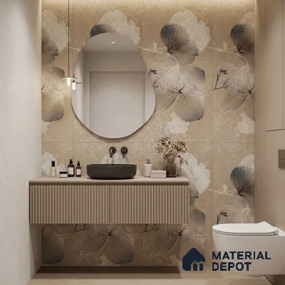 Floral Wall Tile TL 08677 Beige Highlighter 4 ft x 2 ft Matte Finish Vitrified Tile - 9 mm | Suitable for Bathroom, Accent/Feature Wall, Foyer