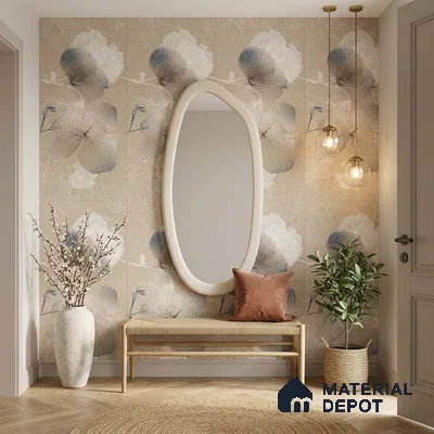 Floral Wall Tile TL 08677 Beige Highlighter 4 ft x 2 ft Matte Finish Vitrified Tile - 9 mm | Suitable for Bathroom, Accent/Feature Wall, Foyer