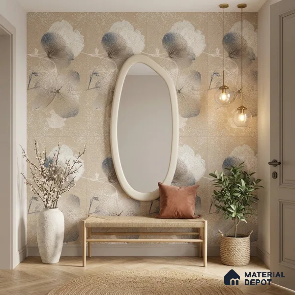 Floral Wall Tile TL 08677 Beige Highlighter 4 ft x 2 ft Matte Finish Vitrified Tile - 9 mm | Suitable for Bathroom, Accent/Feature Wall, Foyer