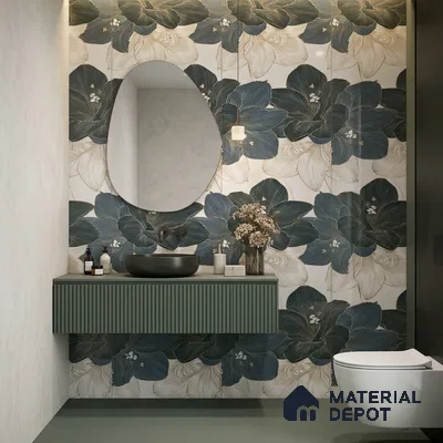 Floral Wall Tile TL 09603 4 ft x 2 ft Glossy Finish Vitrified Tile - 9 mm | Suitable for Bathroom, Accent/Feature Wall, Dining Area