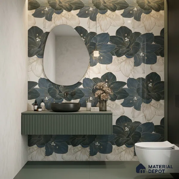 Floral Wall Tile TL 09603 4 ft x 2 ft Glossy Finish Vitrified Tile - 9 mm | Suitable for Bathroom, Accent/Feature Wall, Dining Area