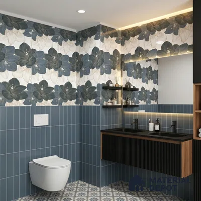 Floral Wall Tile TL 09603 4 ft x 2 ft Glossy Finish Vitrified Tile - 9 mm | Suitable for Bathroom, Accent/Feature Wall, Dining Area