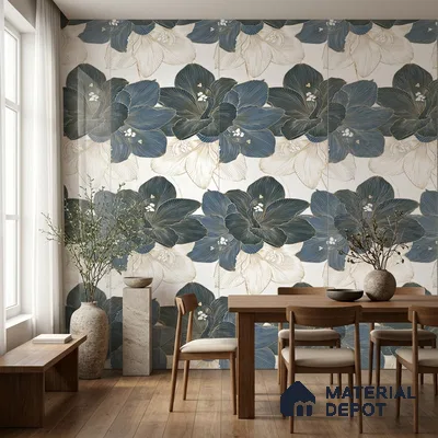 Floral Wall Tile TL 09603 4 ft x 2 ft Glossy Finish Vitrified Tile - 9 mm | Suitable for Bathroom, Accent/Feature Wall, Dining Area