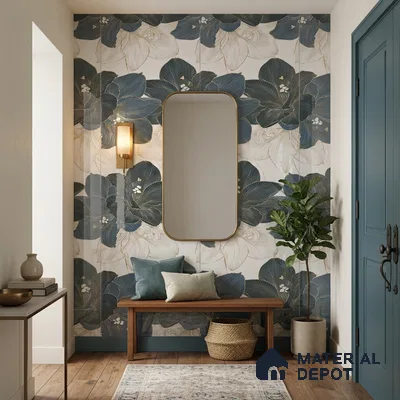 Floral Wall Tile TL 09603 4 ft x 2 ft Glossy Finish Vitrified Tile - 9 mm | Suitable for Bathroom, Accent/Feature Wall, Dining Area