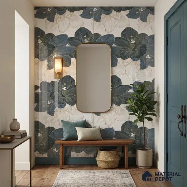 Floral Wall Tile TL 09603 4 ft x 2 ft Glossy Finish Vitrified Tile - 9 mm | Suitable for Bathroom, Accent/Feature Wall, Dining Area