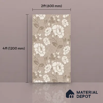 Floral Wall Tile TL 09615 4 ft x 2 ft Glossy Finish Vitrified Tile - 9 mm | Suitable for Bathroom, Accent/Feature Wall, Dining Area