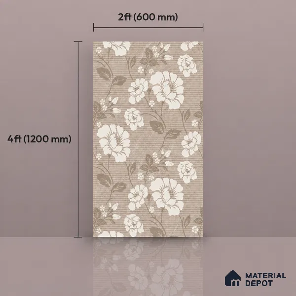 Floral Wall Tile TL 09615 4 ft x 2 ft Glossy Finish Vitrified Tile - 9 mm | Suitable for Bathroom, Accent/Feature Wall, Dining Area