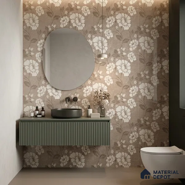 Floral Wall Tile TL 09615 4 ft x 2 ft Glossy Finish Vitrified Tile - 9 mm | Suitable for Bathroom, Accent/Feature Wall, Dining Area