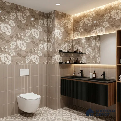 Floral Wall Tile TL 09615 4 ft x 2 ft Glossy Finish Vitrified Tile - 9 mm | Suitable for Bathroom, Accent/Feature Wall, Dining Area