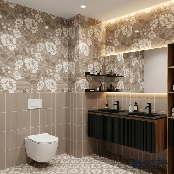 Floral Wall Tile TL 09615 4 ft x 2 ft Glossy Finish Vitrified Tile - 9 mm | Suitable for Bathroom, Accent/Feature Wall, Dining Area
