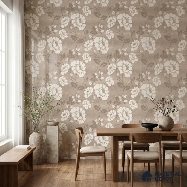 Floral Wall Tile TL 09615 4 ft x 2 ft Glossy Finish Vitrified Tile - 9 mm | Suitable for Bathroom, Accent/Feature Wall, Dining Area