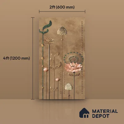 Wall Tile TL 10989 B | Glitter Brown Decor A | 4 ft x 2 ft Crits Micro Matte Finish Porcelain Tile - 9 mm | Suitable for Bathroom, Accent/Feature Wall, Foyer | 3 mm Spacer Required