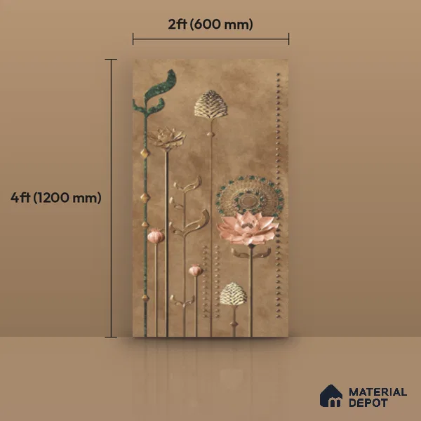 Wall Tile TL 10989 B | Glitter Brown Decor A | 4 ft x 2 ft Crits Micro Matte Finish Porcelain Tile - 9 mm | Suitable for Bathroom, Accent/Feature Wall, Foyer | 3 mm Spacer Required