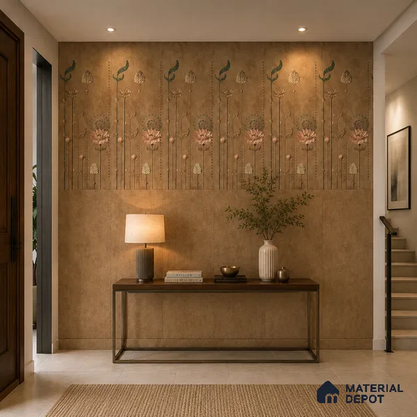 Wall Tile TL 10989 B | Glitter Brown Decor A | 4 ft x 2 ft Crits Micro Matte Finish Porcelain Tile - 9 mm | Suitable for Bathroom, Accent/Feature Wall, Foyer | 3 mm Spacer Required
