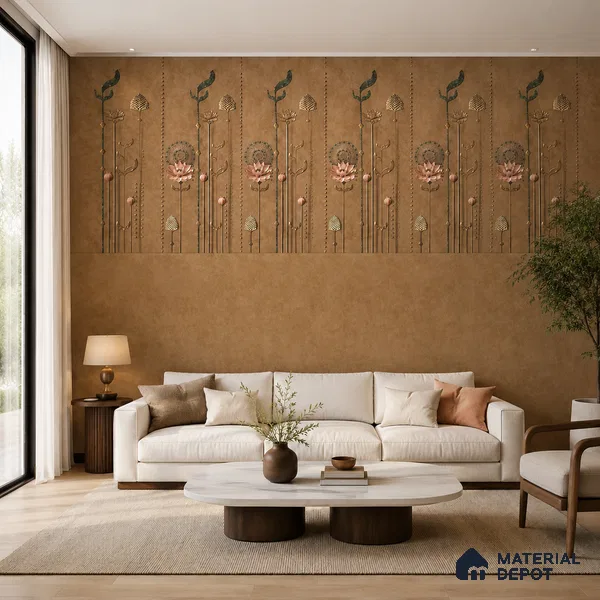Wall Tile TL 10989 B | Glitter Brown Decor A | 4 ft x 2 ft Crits Micro Matte Finish Porcelain Tile - 9 mm | Suitable for Bathroom, Accent/Feature Wall, Foyer | 3 mm Spacer Required