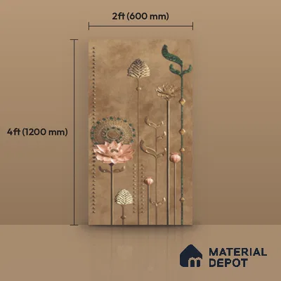Floral Wall Tile TL 11972 J Roxy Chilli Decore 4 ft x 2 ft Granulla Finish Vitrified Tile - 9 mm | Suitable for Bathroom, Accent/Feature Wall, Dining Area