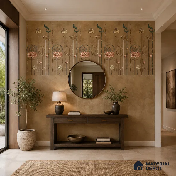 Wall Tile TL 10989 C | Glitter Brown Decor B | 4 ft x 2 ft Crits Micro Matte Finish Porcelain Tile - 9 mm | Suitable for Bathroom, Accent/Feature Wall, Foyer | 3 mm Spacer Required