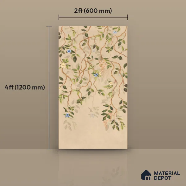 Wall Tile TL 10990 B | Delimo Lux Branch Decor | 4 ft x 2 ft Crits Micro Carving Matte Finish Porcelain Tile - 9 mm | Suitable for Bathroom, Accent/Feature Wall, Dining Area | 3 mm Spacer Required