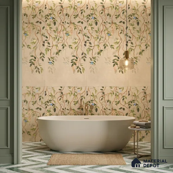Wall Tile TL 10990 B | Delimo Lux Branch Decor | 4 ft x 2 ft Crits Micro Carving Matte Finish Porcelain Tile - 9 mm | Suitable for Bathroom, Accent/Feature Wall, Dining Area | 3 mm Spacer Required