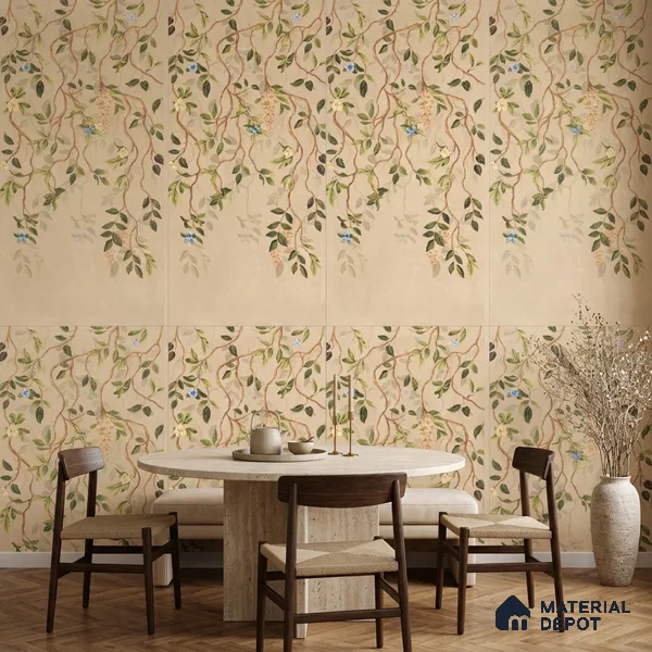 Wall Tile TL 10990 B | Delimo Lux Branch Decor | 4 ft x 2 ft Crits Micro Carving Matte Finish Porcelain Tile - 9 mm | Suitable for Bathroom, Accent/Feature Wall, Dining Area | 3 mm Spacer Required