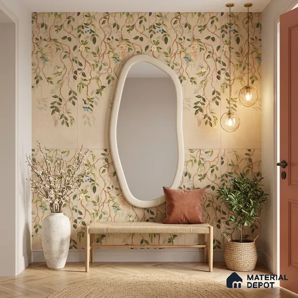 Wall Tile TL 10990 B | Delimo Lux Branch Decor | 4 ft x 2 ft Crits Micro Carving Matte Finish Porcelain Tile - 9 mm | Suitable for Bathroom, Accent/Feature Wall, Dining Area | 3 mm Spacer Required