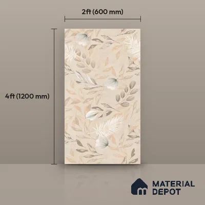 Floral Wall Tile TL 08721 Crema 4 ft x 2 ft Matte Finish Vitrified Tile - 8.5 mm | Suitable for Bathroom, Accent/Feature Wall, Dining Area